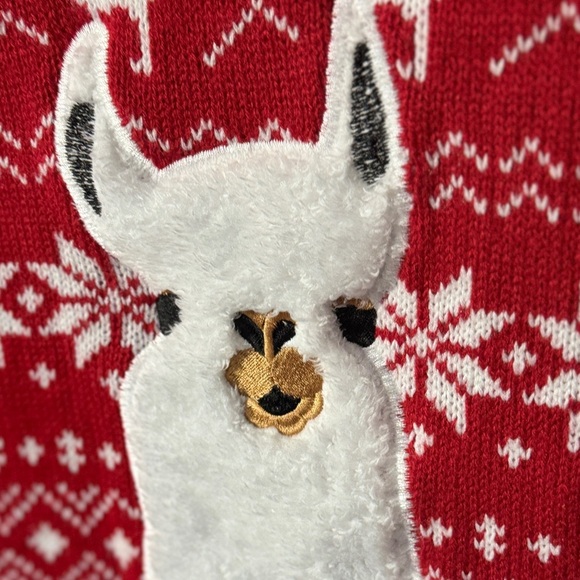 Alpaca Women Turtleneck Loose Print Christmas Long Sweater Dress with Pockets M - Picture 4 of 12